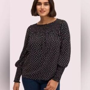 Kate Spade Black and White Heart Blouse small